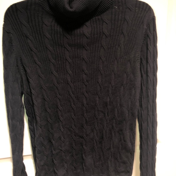 Land’s End Black Cable turtleneck size Large14/16 - Picture 2 of 2